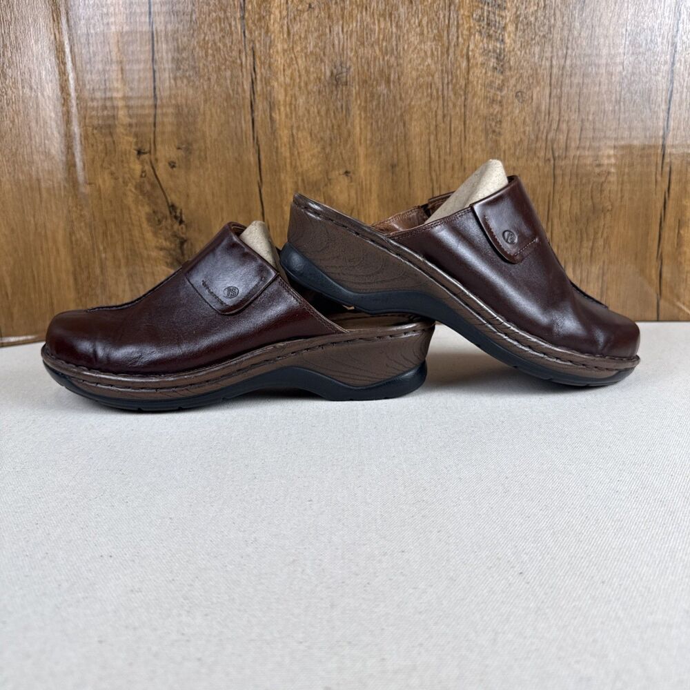 Josef Seibel Carole Women's 42 11 Leather Clog Mules Brown Comfort Slide Shoes - Picture 5 of 14